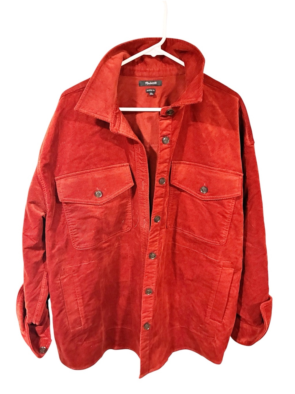 Madewell Corduroy Twill Oversized Shirt-Jacket Stained Mahogany Size XL